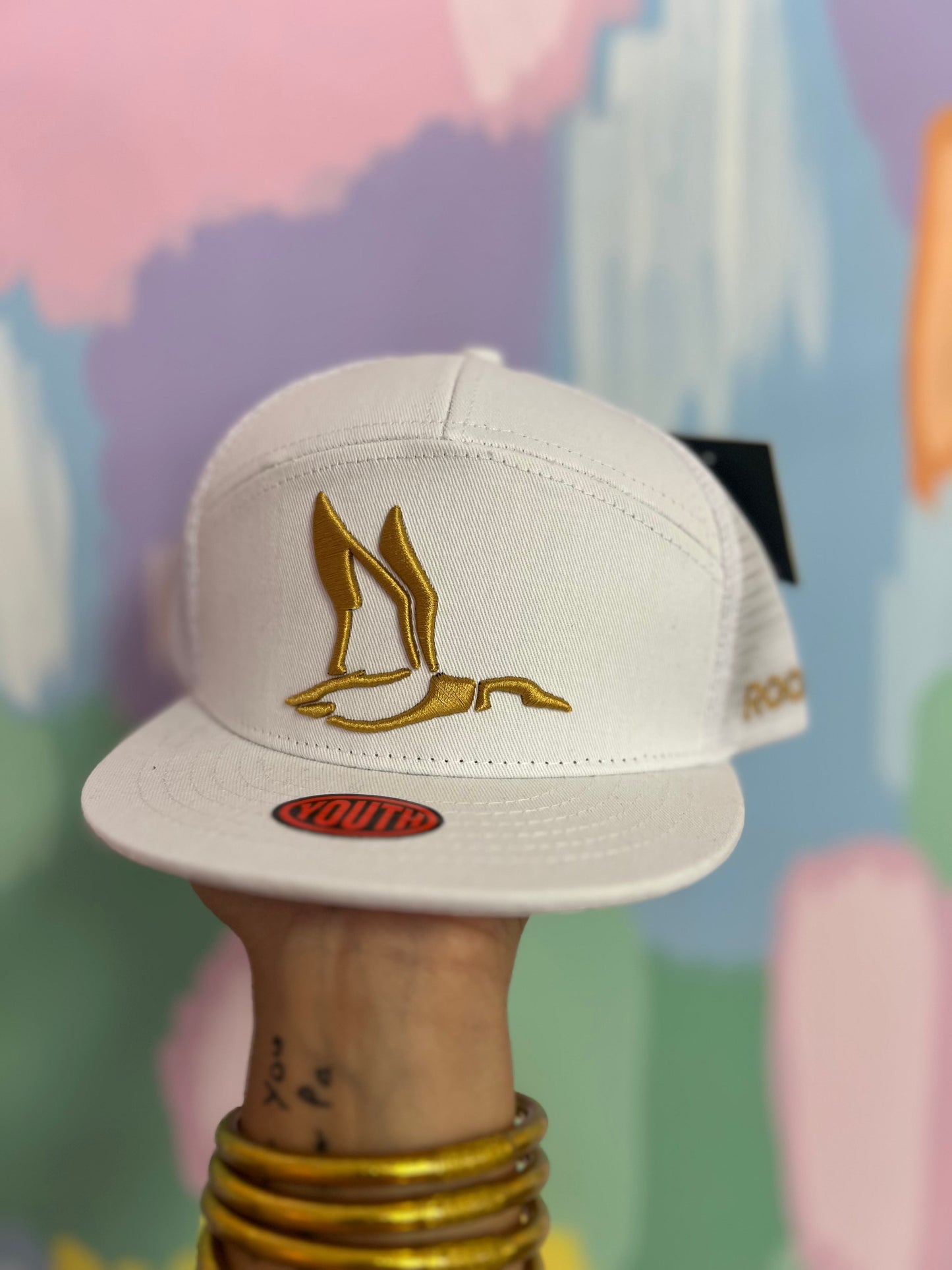 Youth white with gold mallard hat