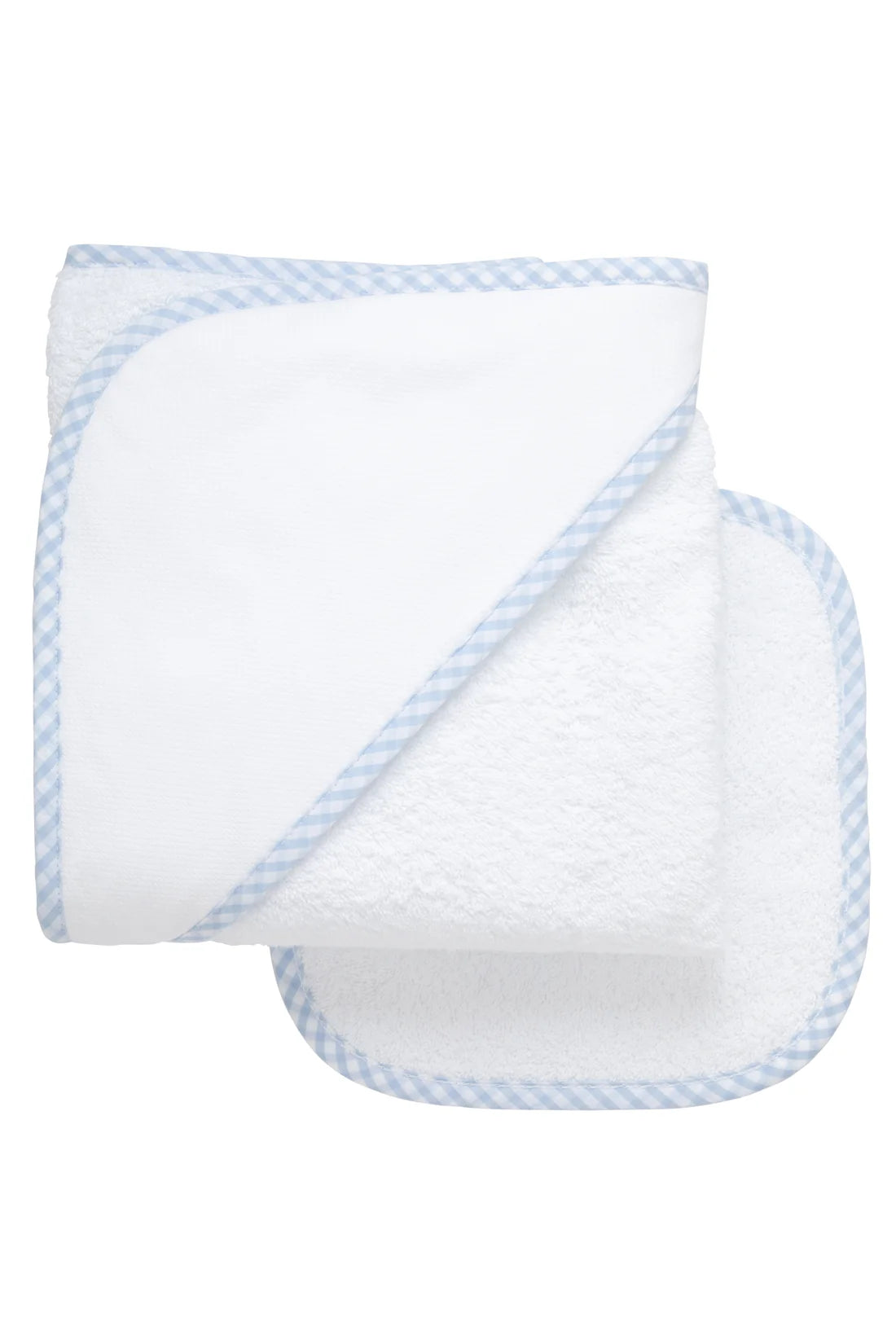 Big Check trim towel washcloth set blue