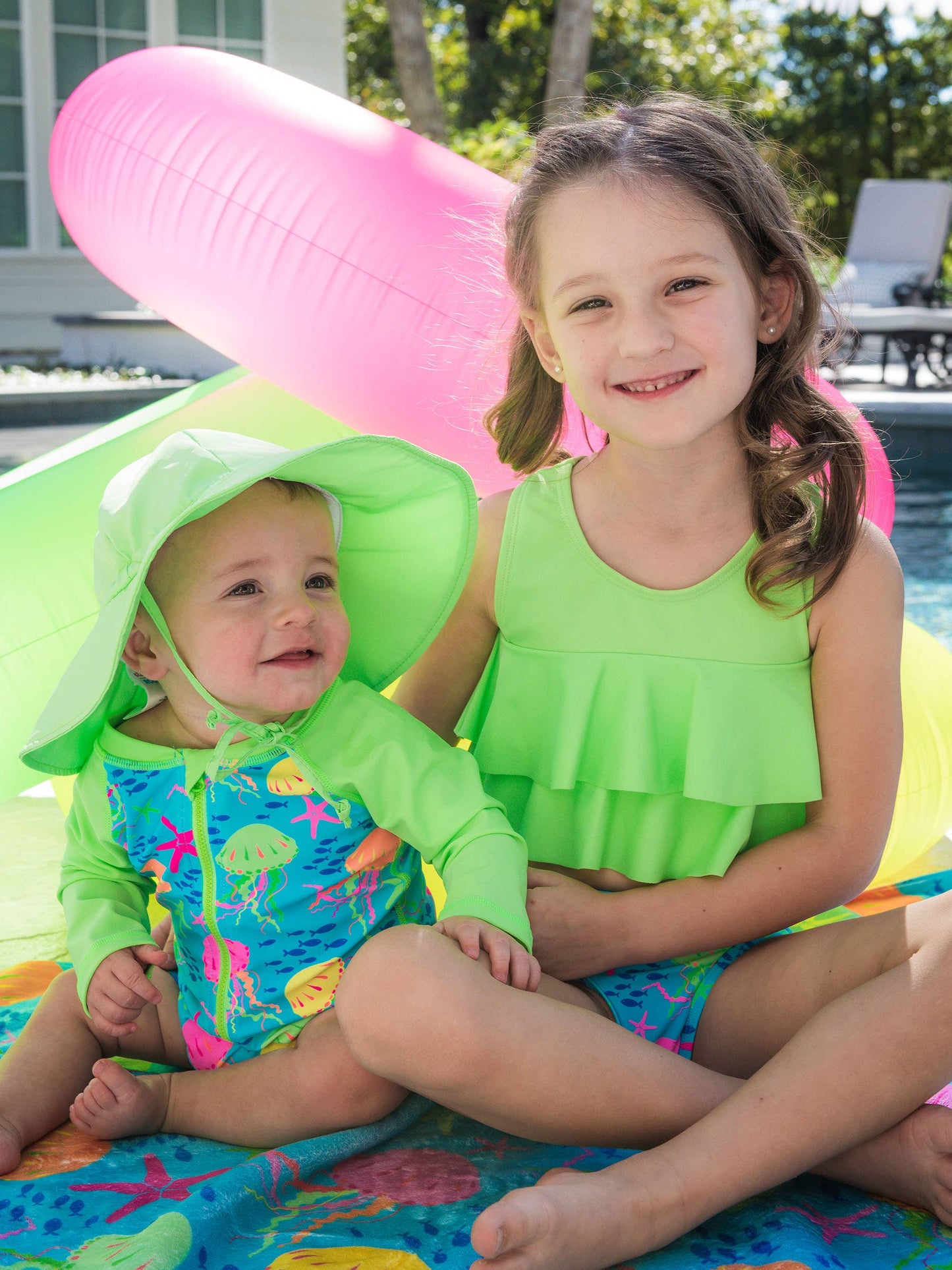 Baby Boys Neon Jelly Time Long Sleeve One Piece Rash Guard Swimsuit