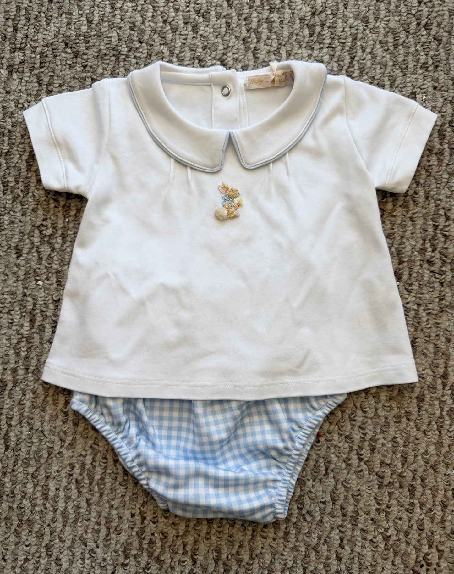 little hop - boy white tee and printed diapper cover set