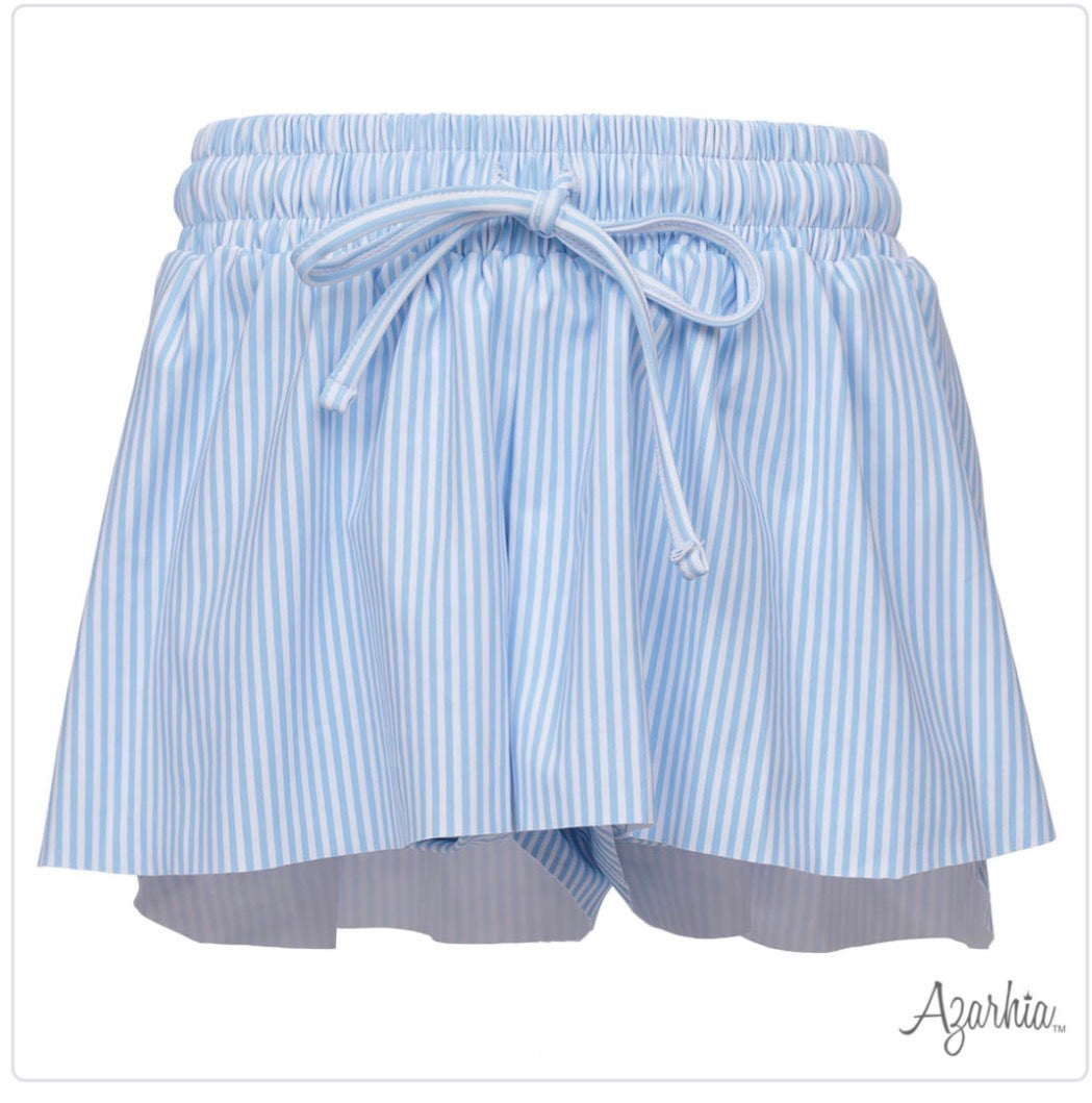 Light Blue Stripes Butterfly Shor