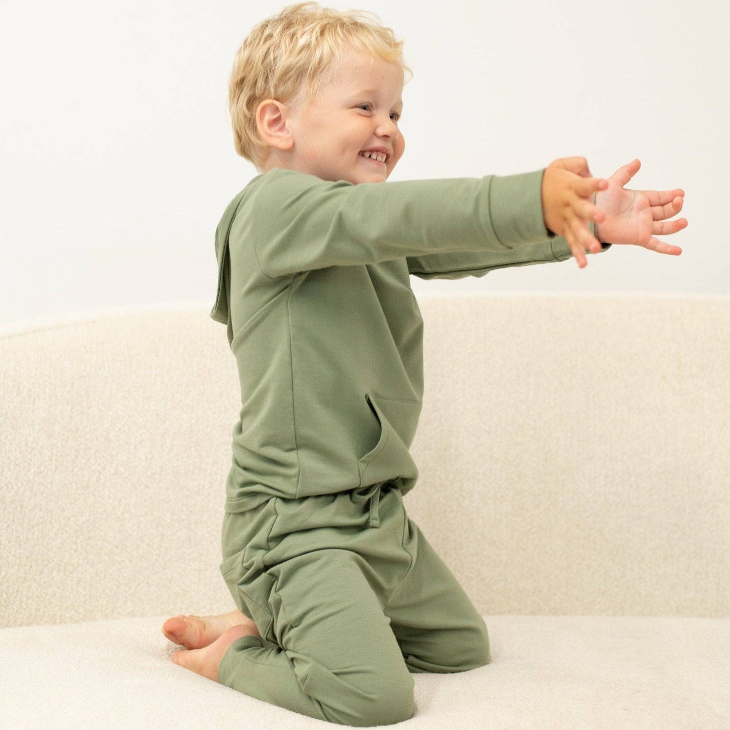 Hooded Jogger Set army green