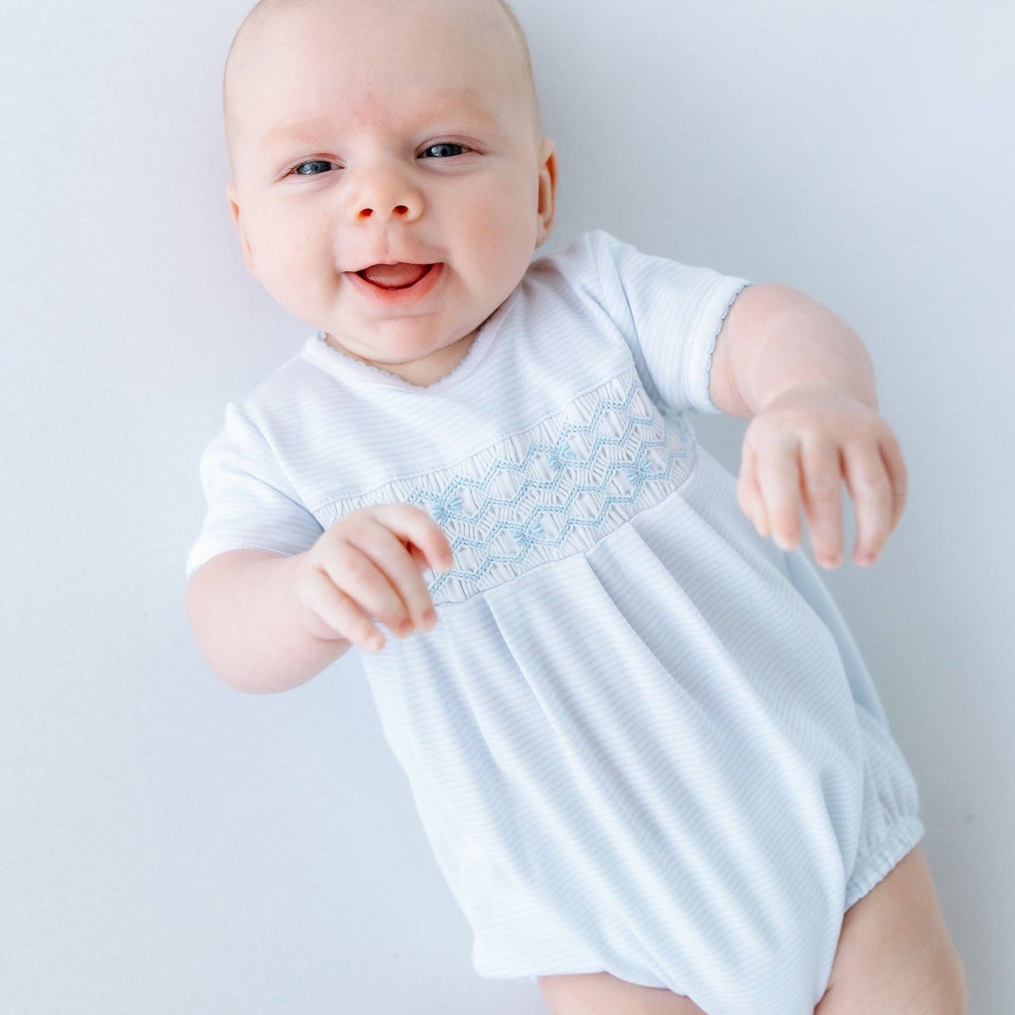 Jacob Smocked Bubble - Light Blue