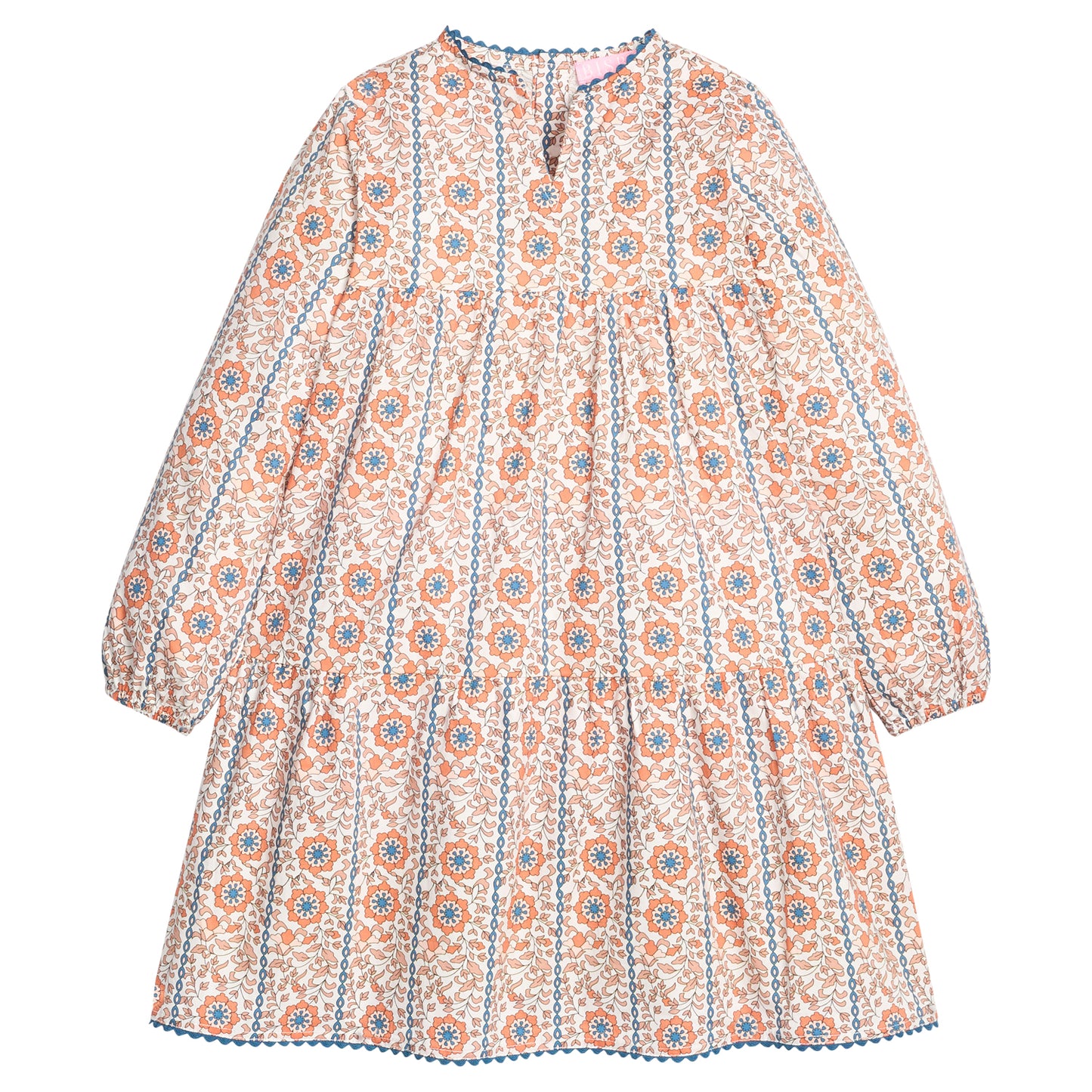 Long sleeved positano dress- Verbier vines orange
