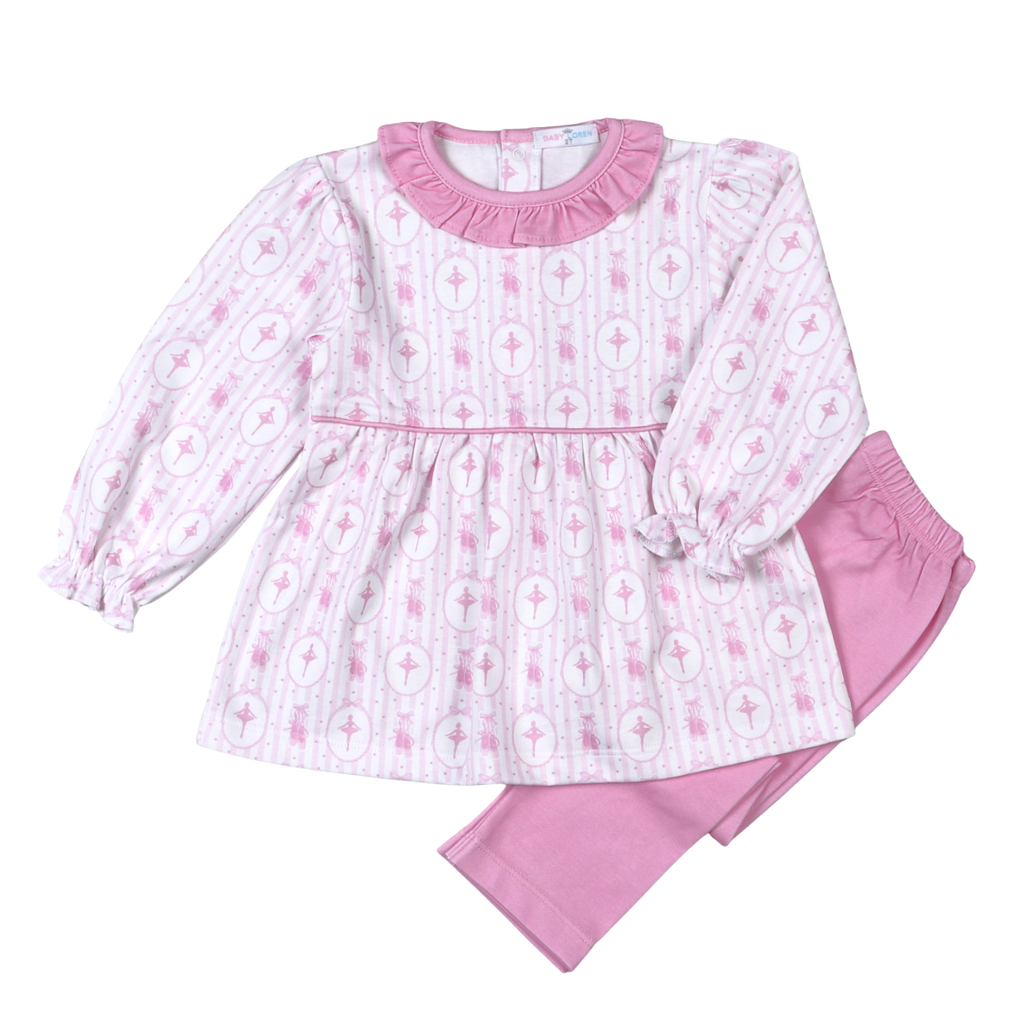 pink ballerina pima collar set