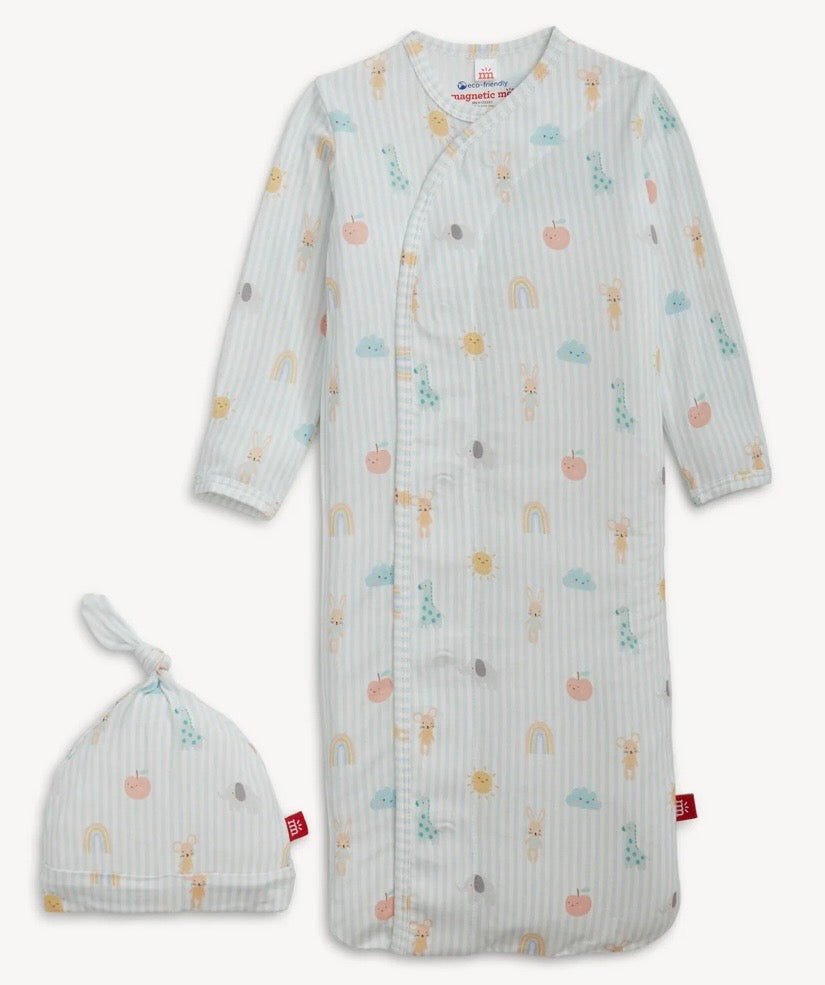 Lullaby Sky Blue Modal Magnetic Gown & Hat Set