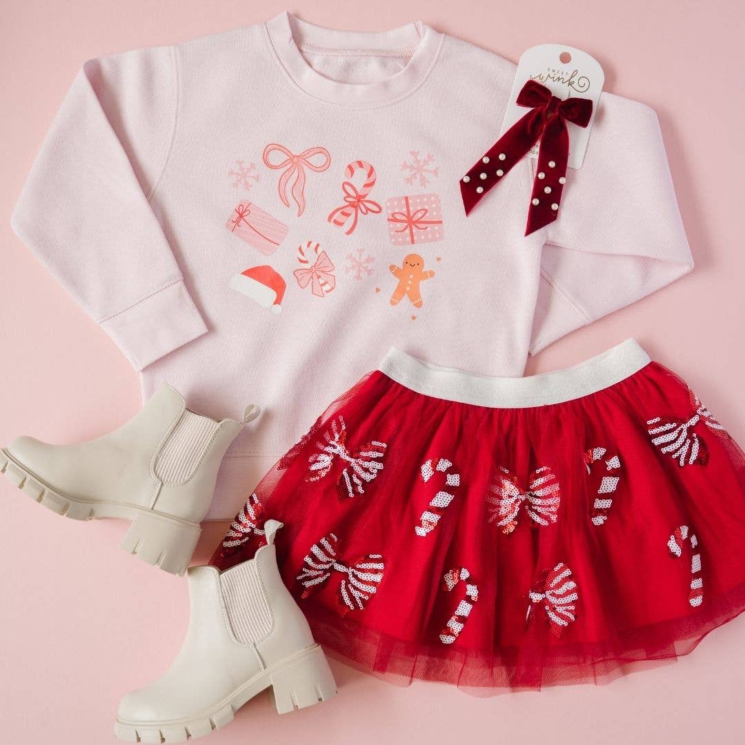 Candy Cane Coquette Sequin Christmas Tutu - Kids Clothing