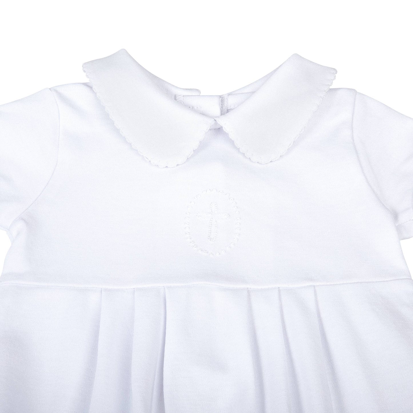Blessed Emb Collared S/S Girl Bubble - White