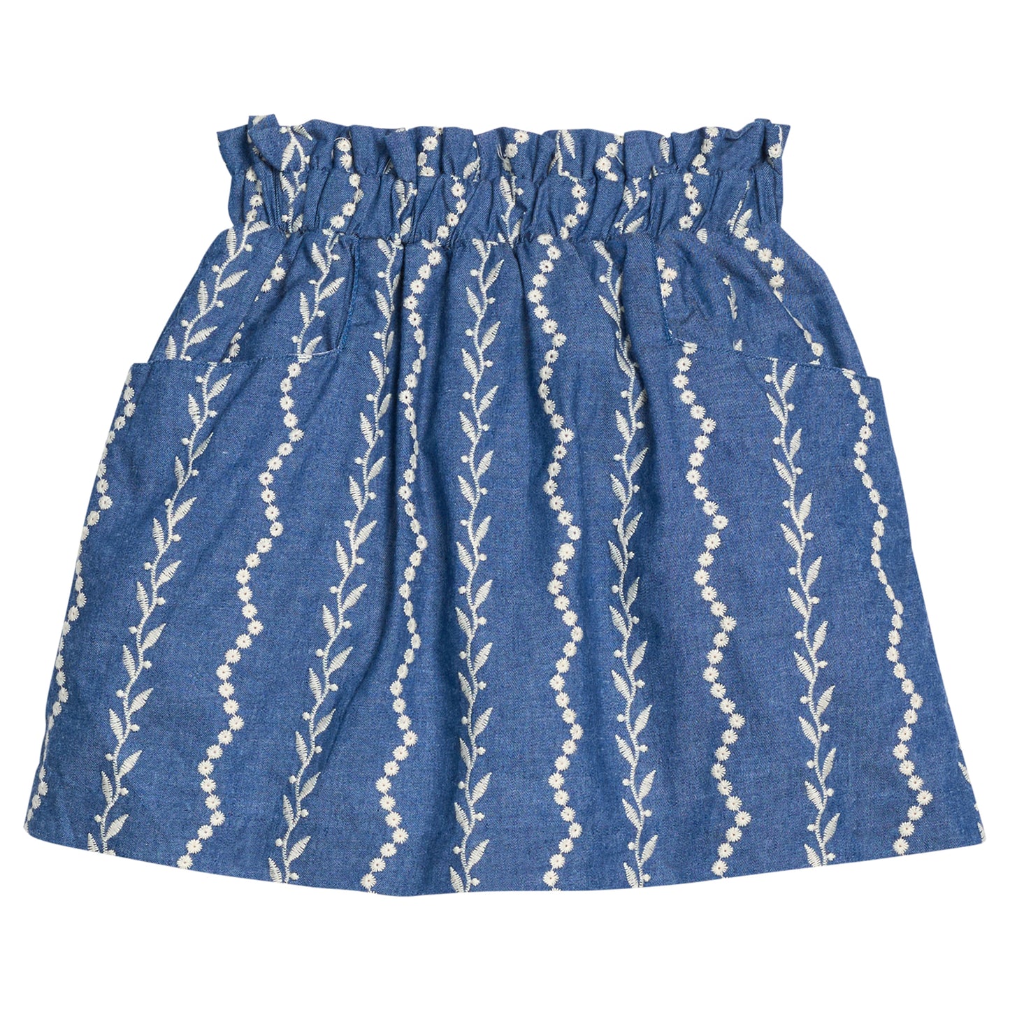 Skirt with pockets- Chamonix chambray embroidery