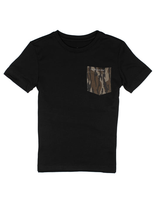 Boys ravine pocket tee mossy oak Black