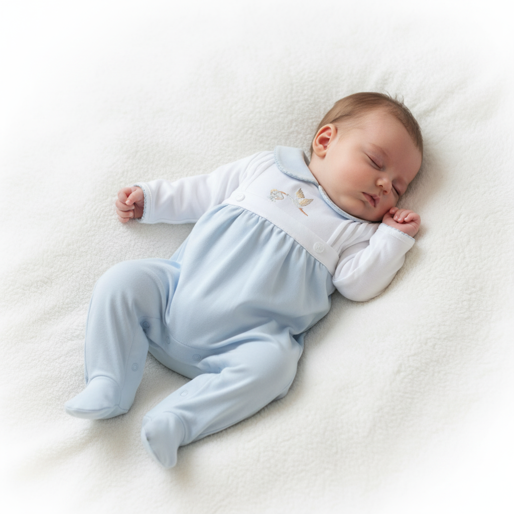 Blue welcome baby footie