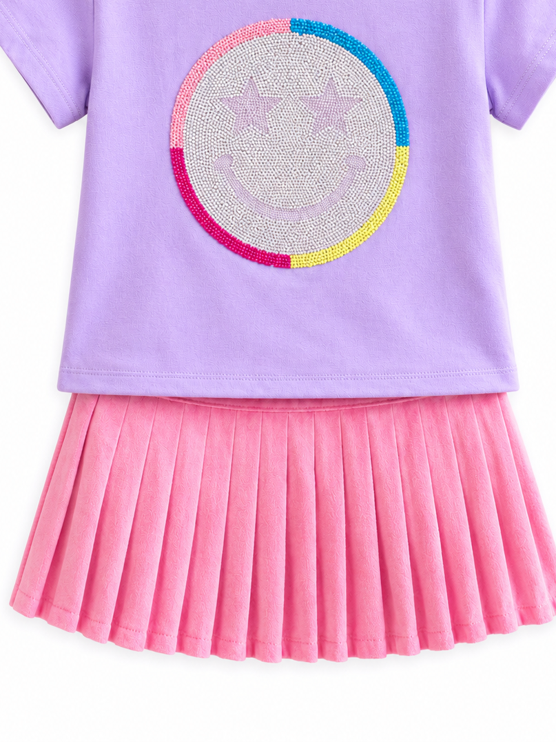 Mini Pleated Skort in Pink Shimmer