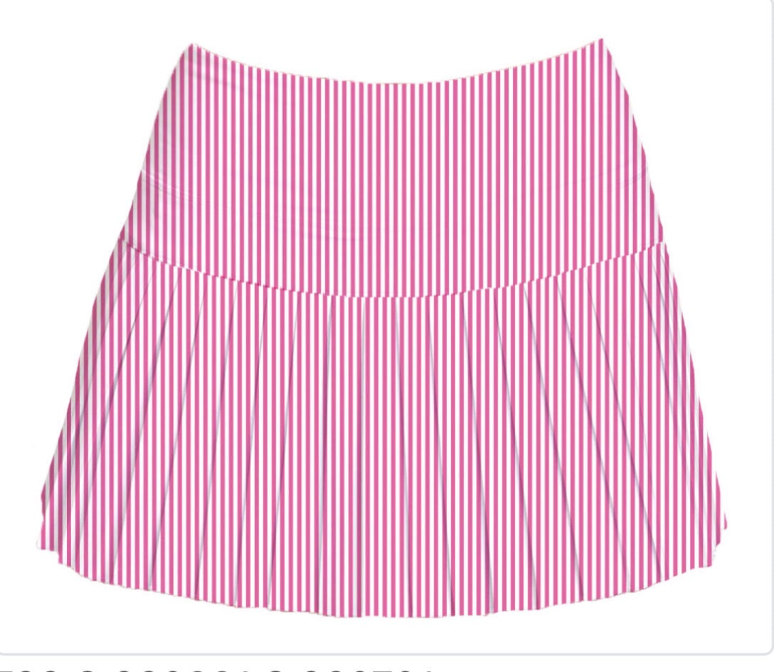 Hot Pink Stripes Mini Pleated Skort