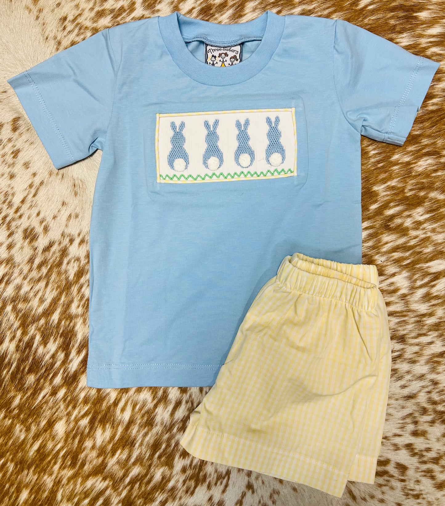 Bunny Hop Smocked Boys Short Set