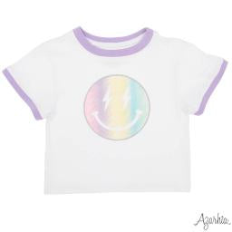 Glitter pastel rainbow smiley tee