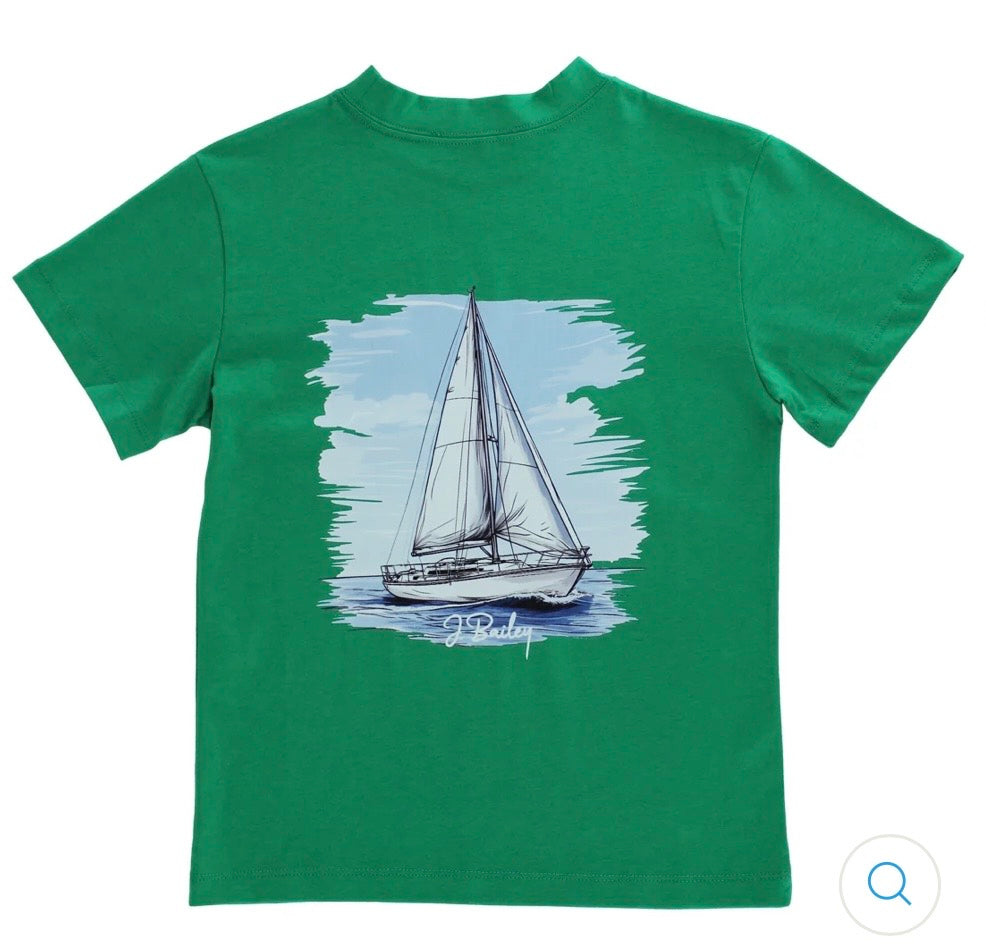 Logo Tee - Sailboat on Green
