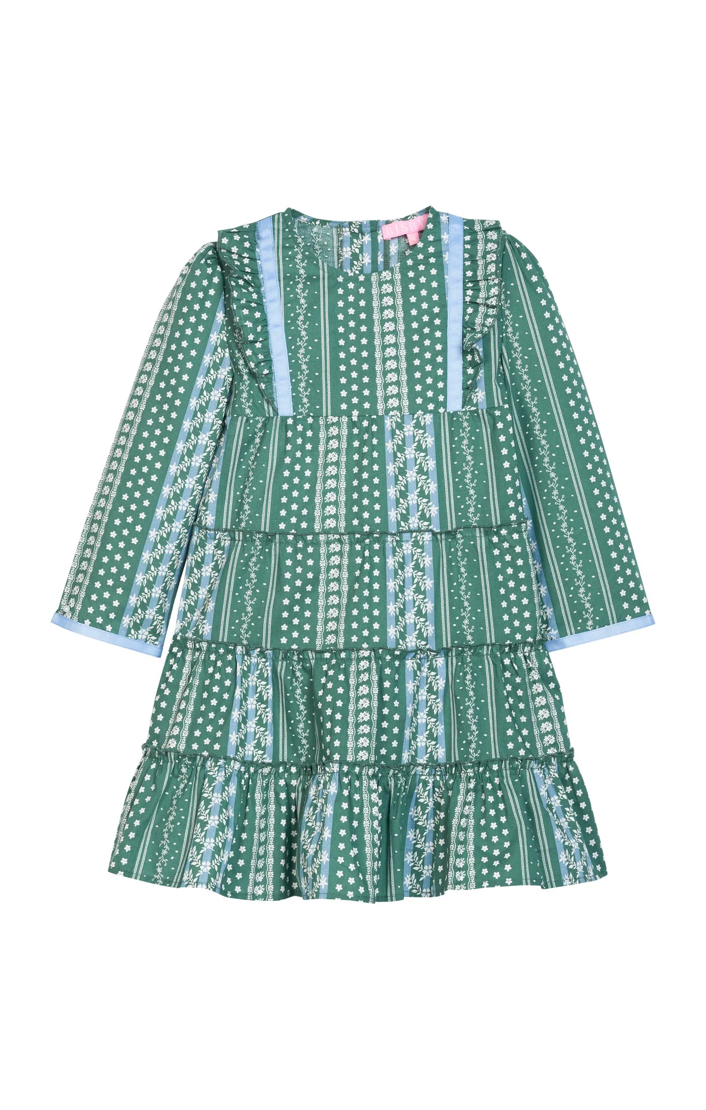 Tiered Porto dress Fairfield forest stripe