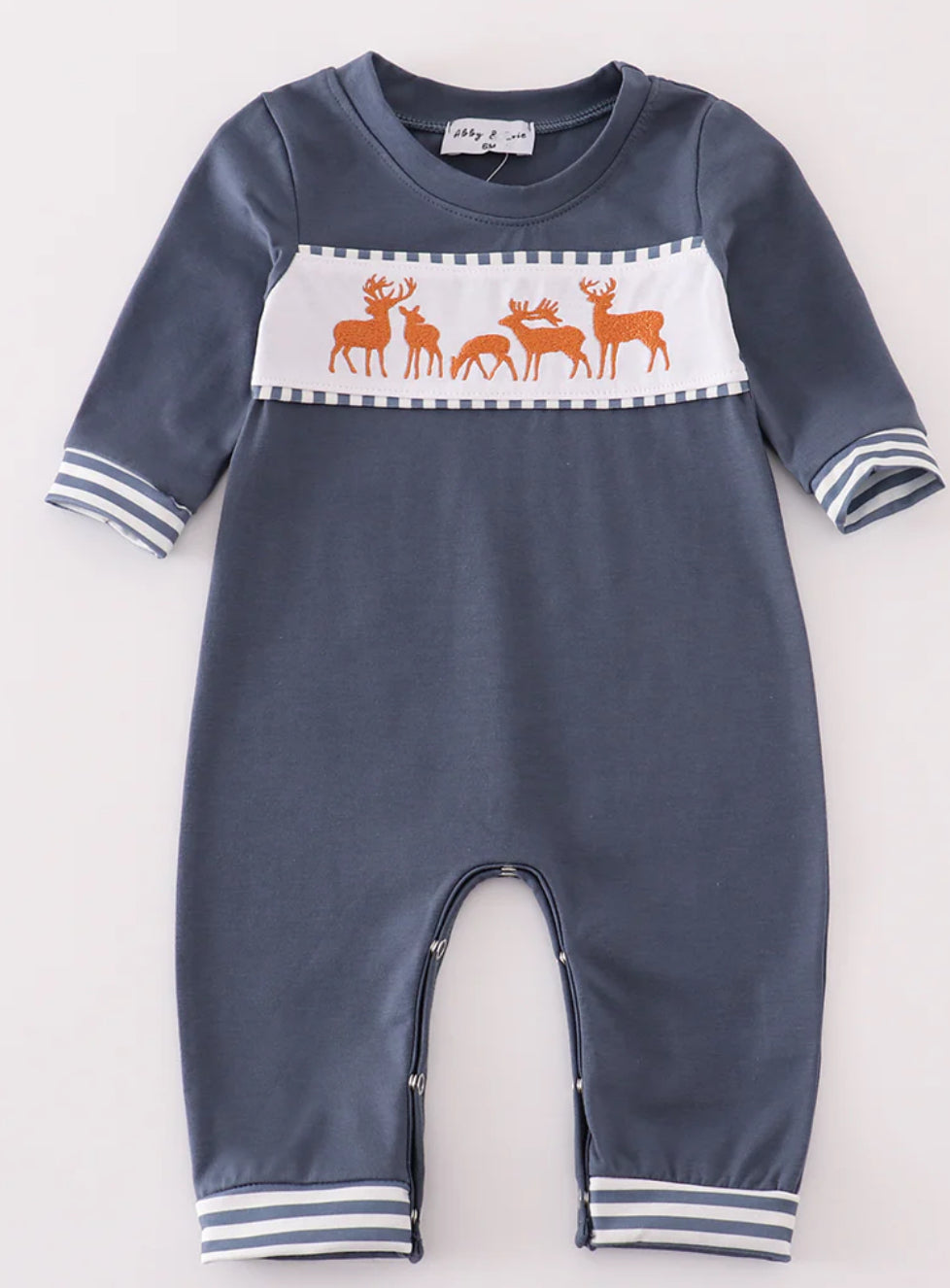 Navy deer romper