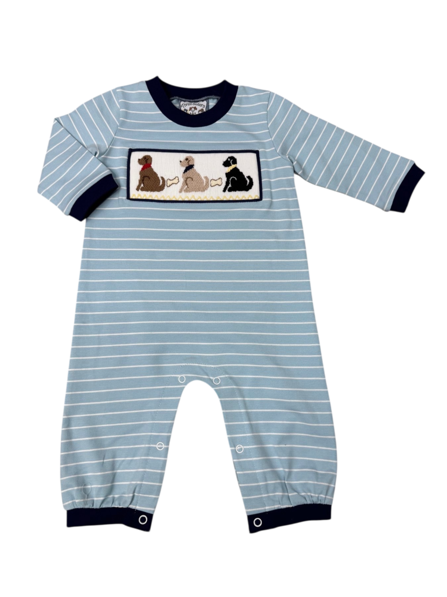 Playful pups smocked romper