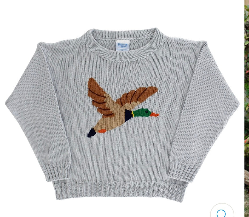 Crew Neck Sweater - Duck on Grey