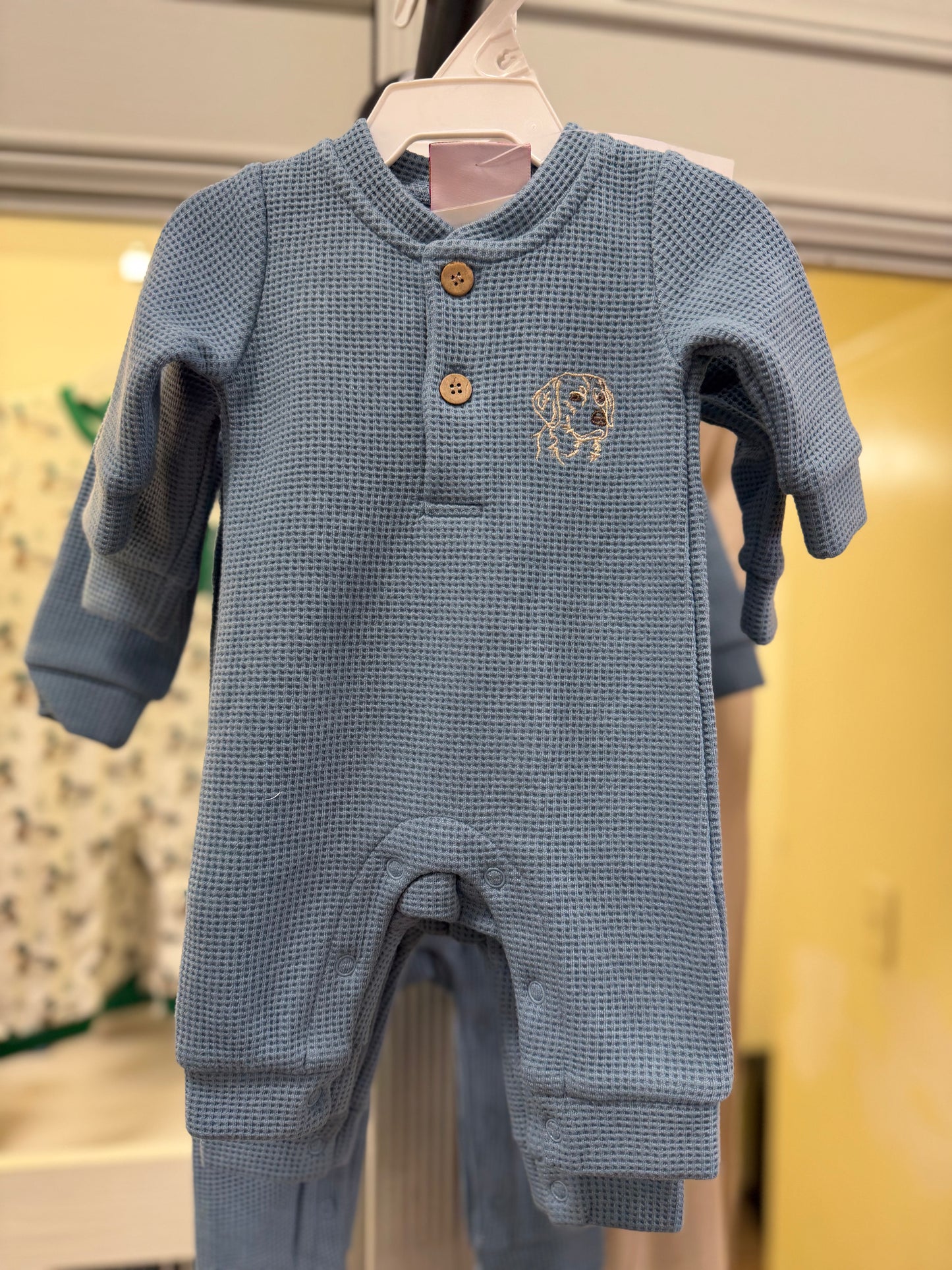 Dog waffle knit romper