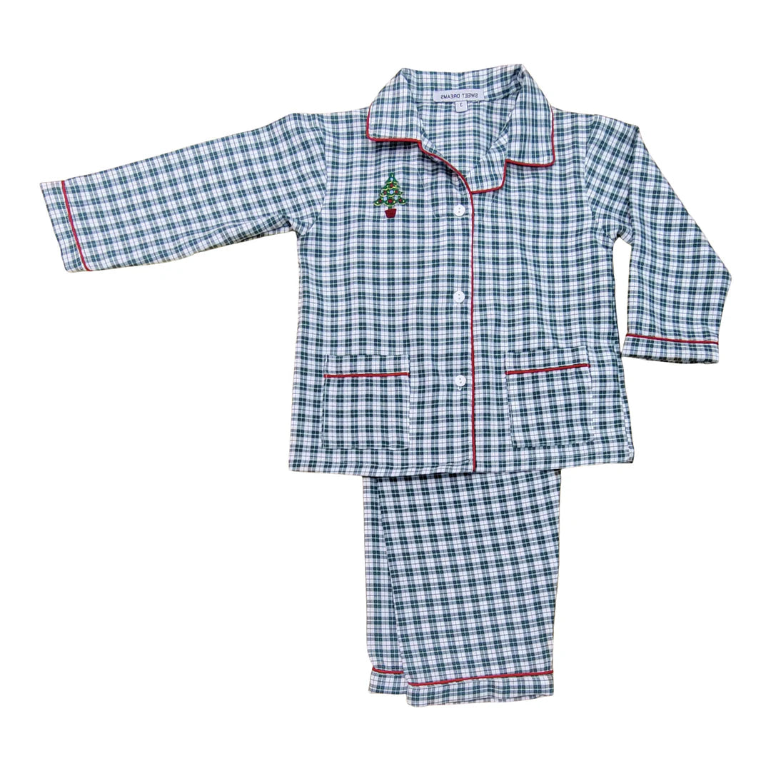 Christmas tree embroidered pajama set