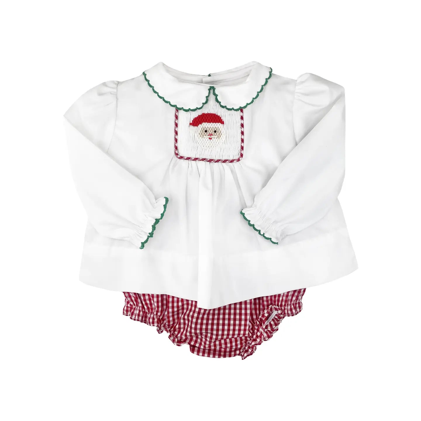 Smocked Santa girl diaper set