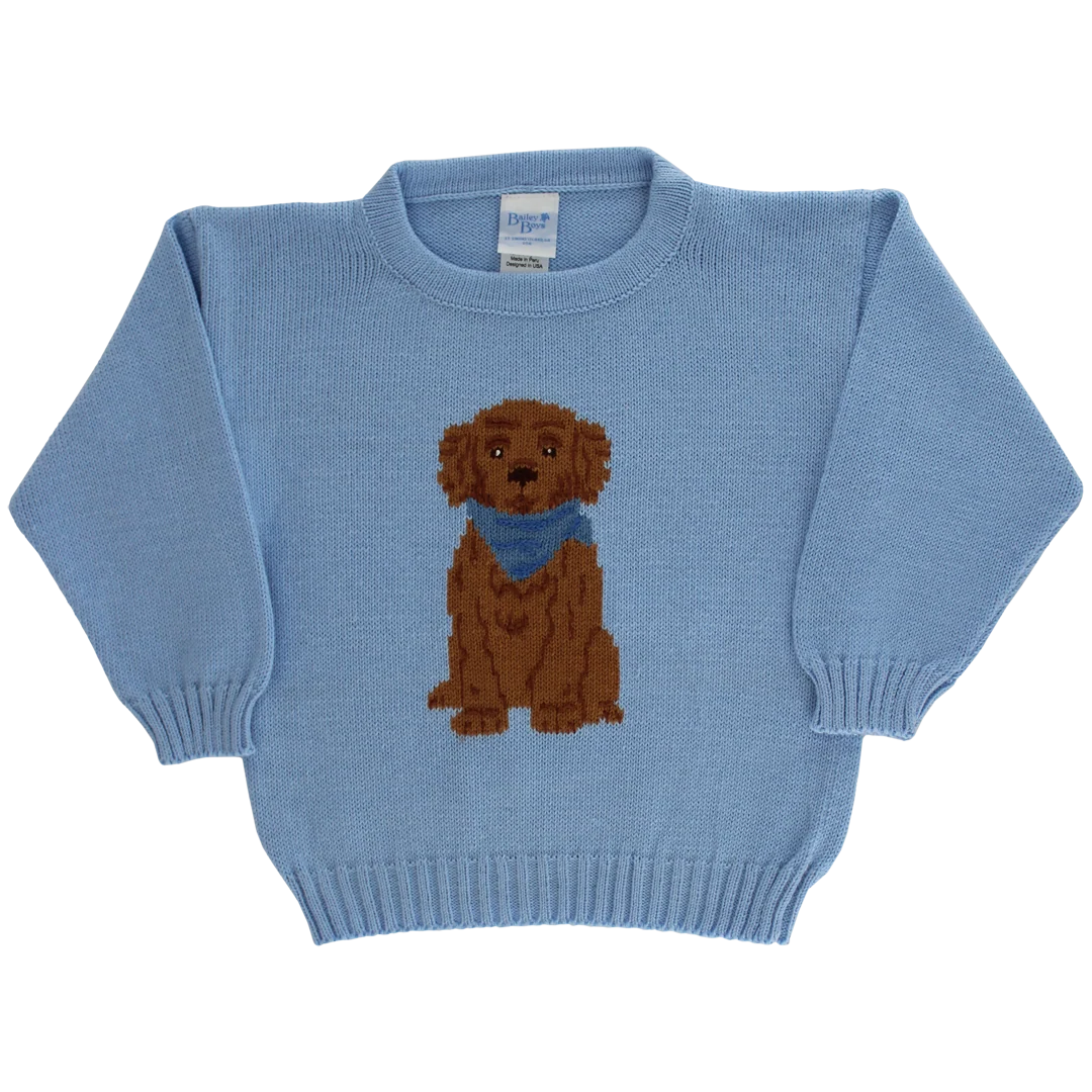 Crew Neck Sweater Doodle Light Blue