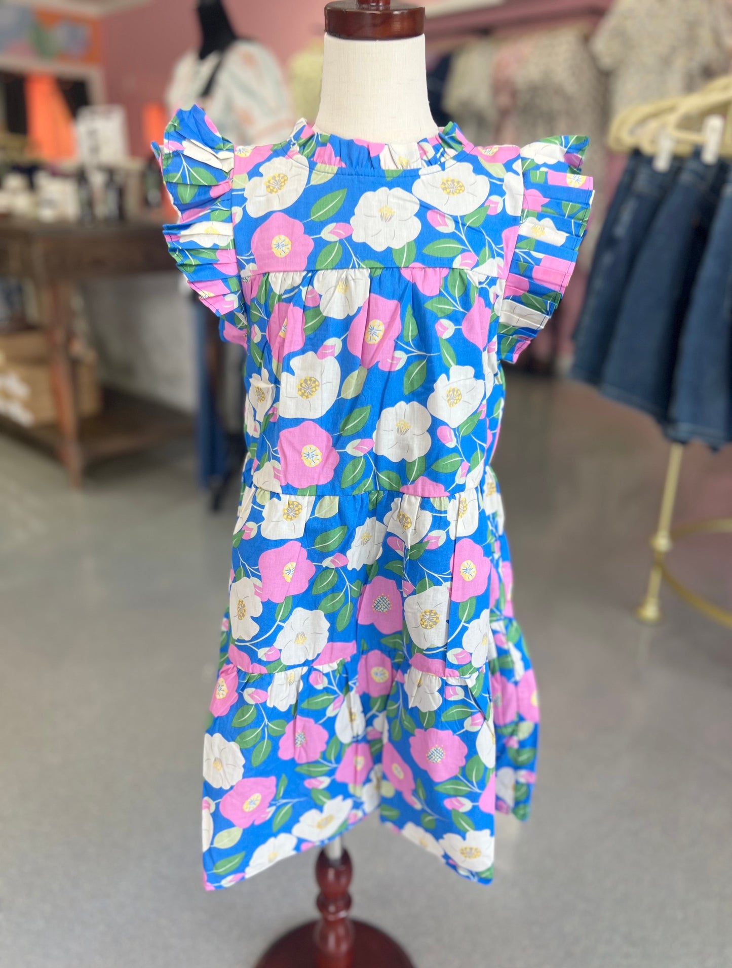 Sweet blue and pink floral dress