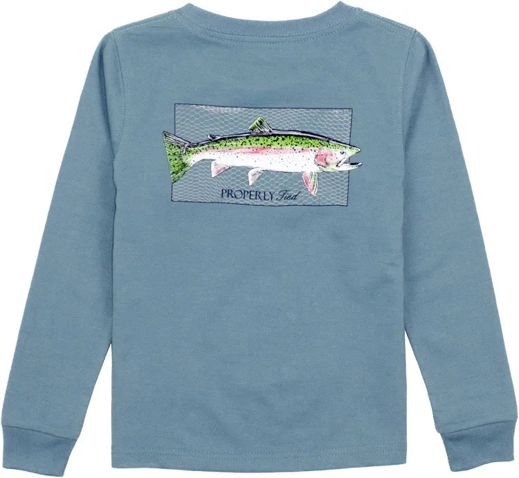 Boys rainbow trout LS steel blue