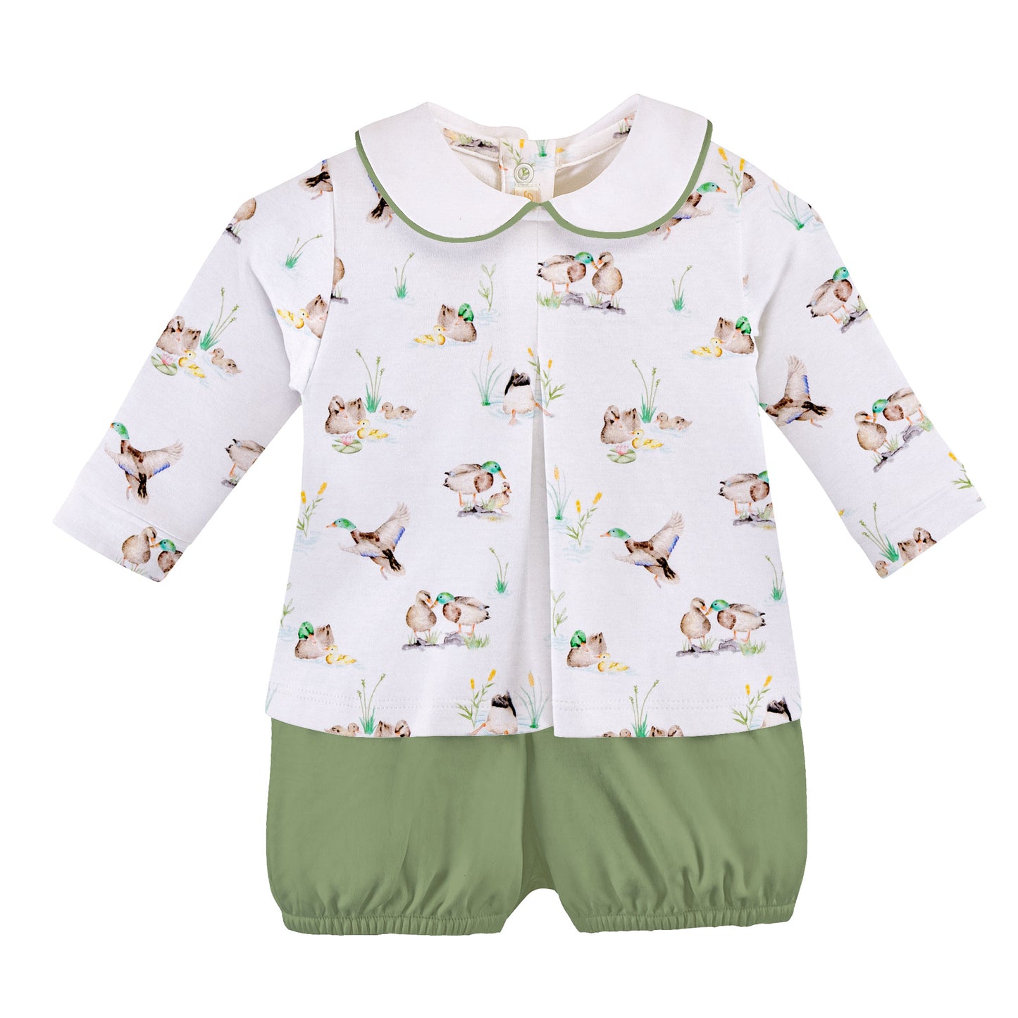 duck pond printed pima diaper set