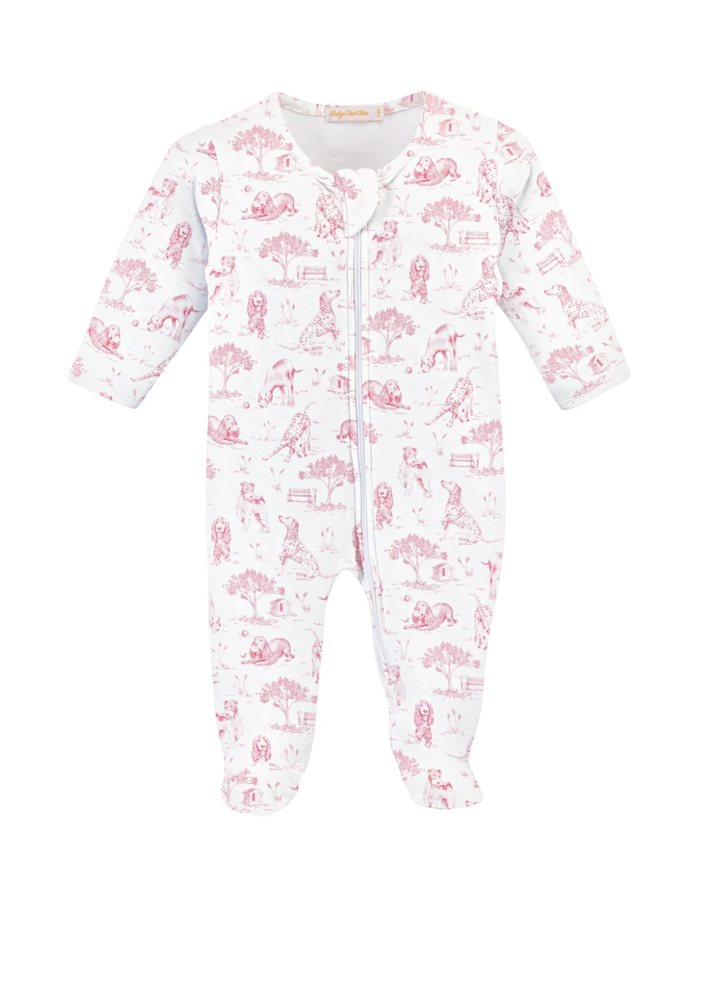 barking bliss - pink zipped footie