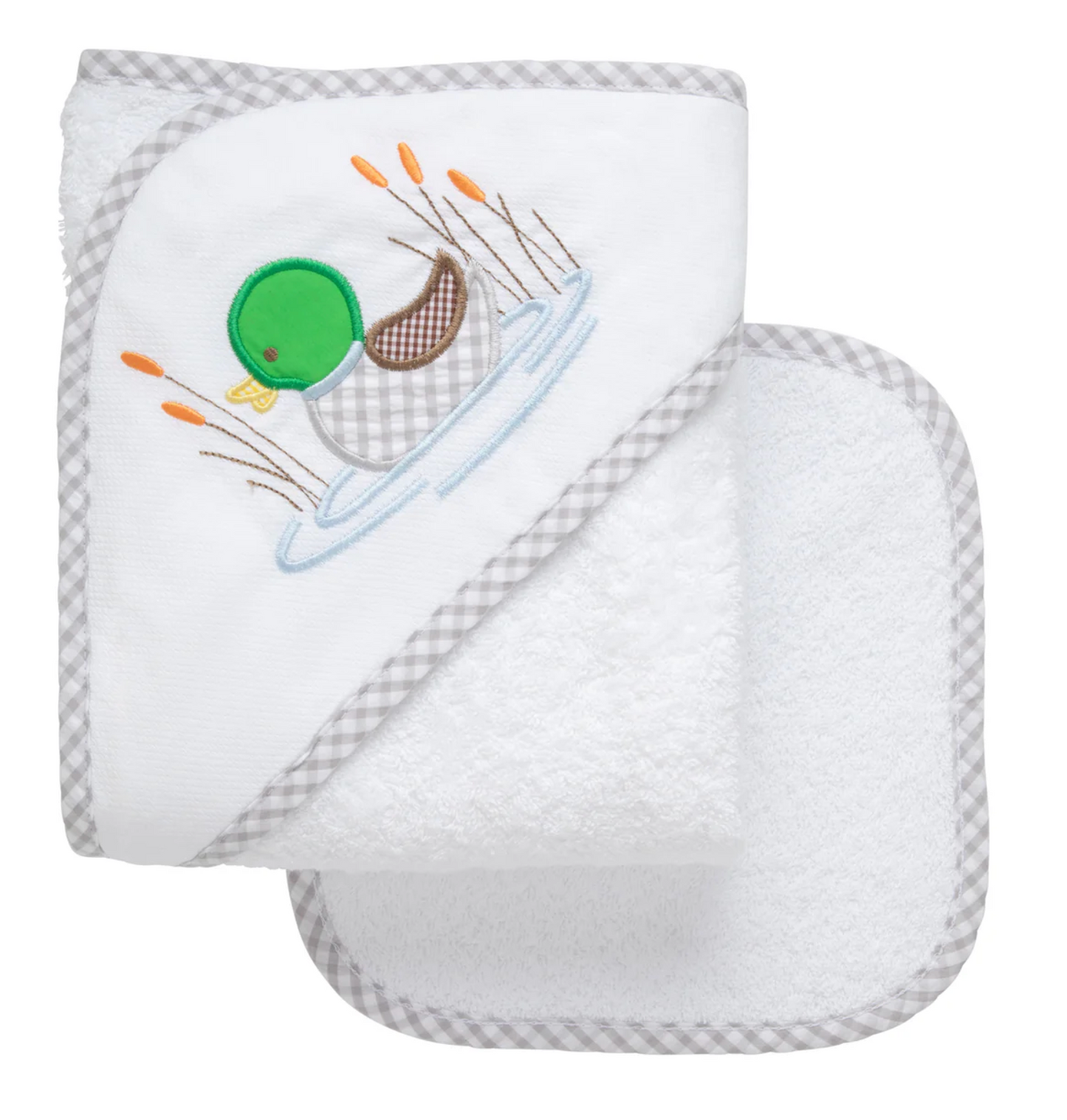 Mallard Applique Hooded Towel & Washcloth Set