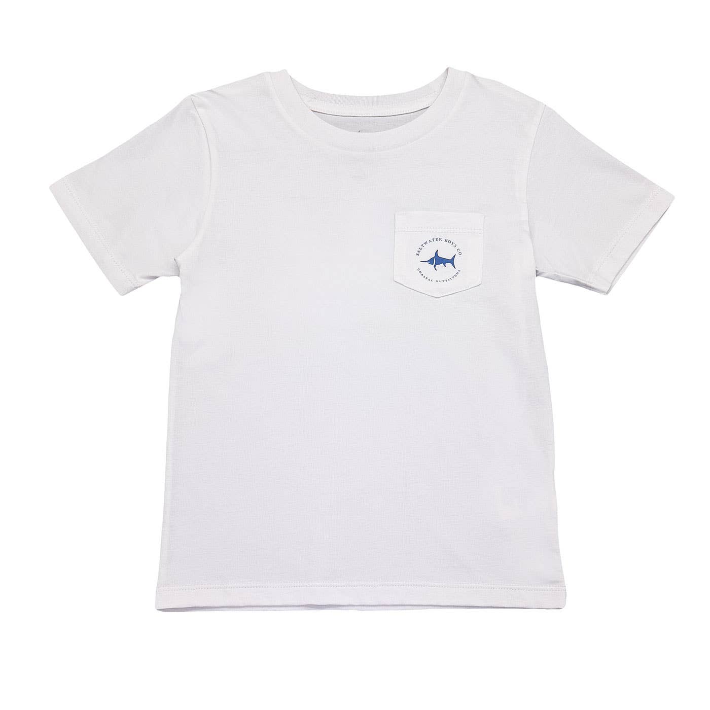 Boys Fishing Pole Flag Graphic Tee -White