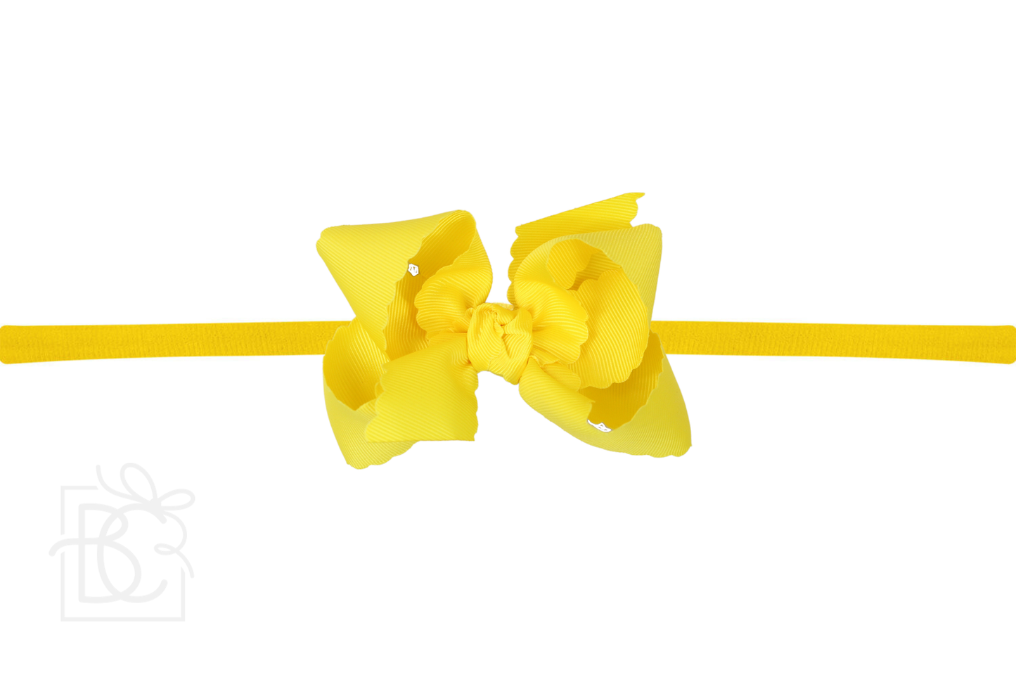 1/4" Nylon Pantyhose Headband w/ Scalloped Edge Bow