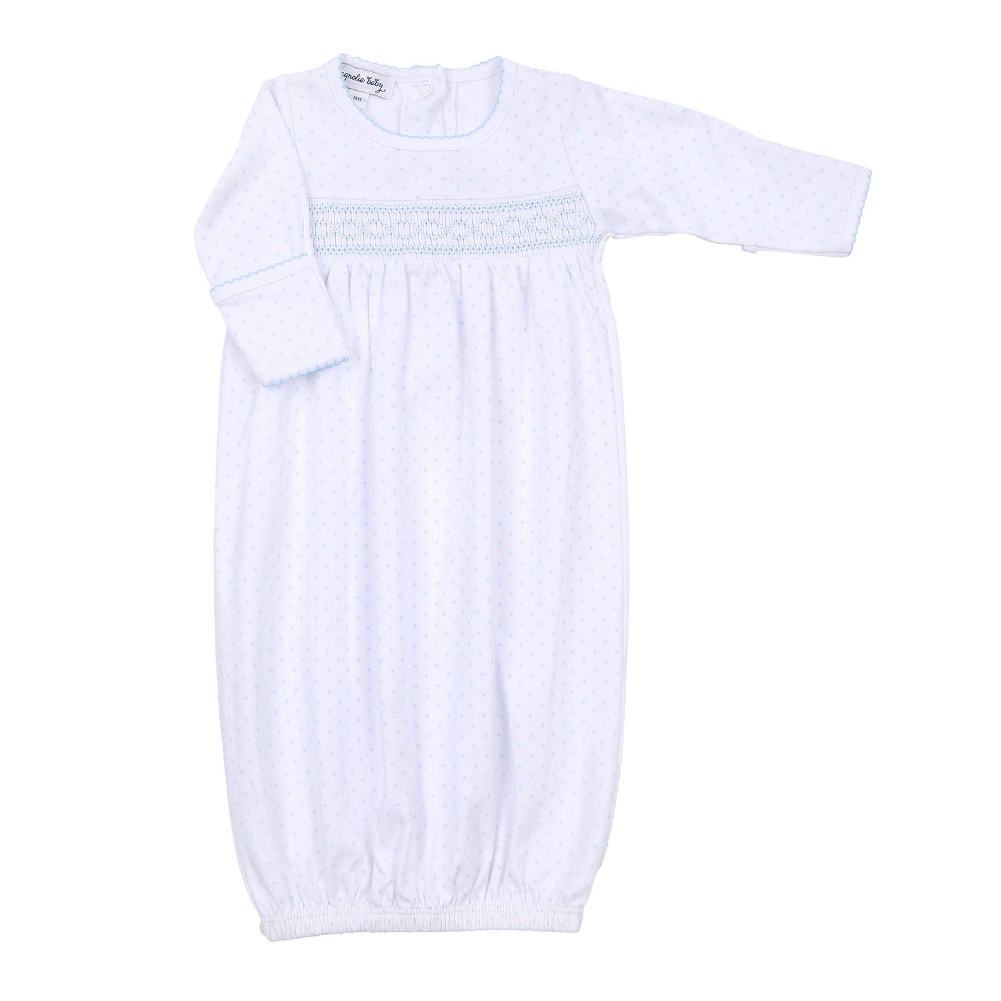 Mini Dots Smocked Gown - Blue