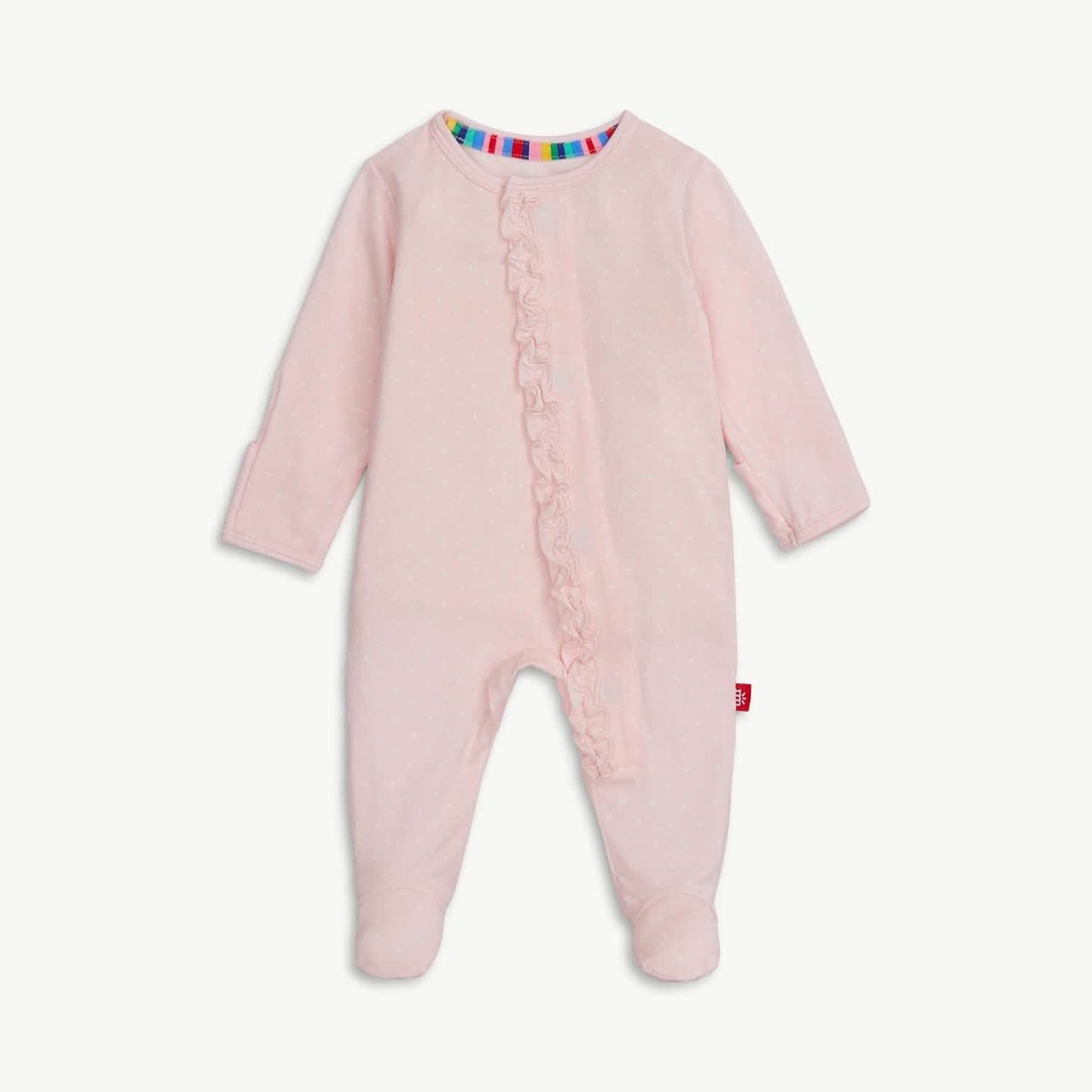 Pink dot Ruffle Footie