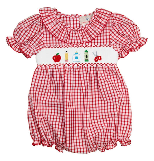 Smocked School Supplies Girl Bubble