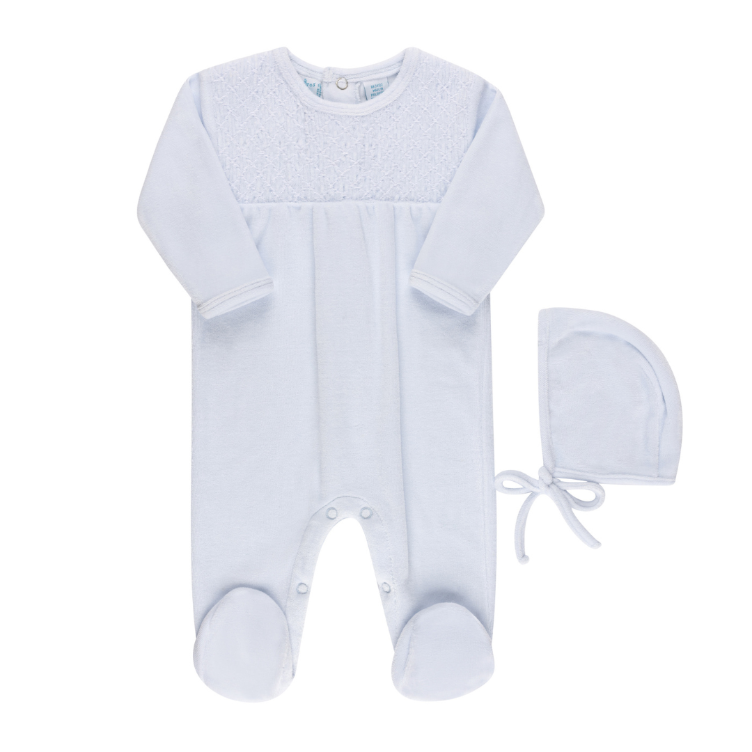 Baby Boys & Girs Hand Smocked Velour Romper With Bonnet