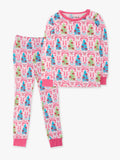 SoftSnooze™ Girls Bamboo Viscose Merry & Bright Christmas Bows Ruffle Long Sleeve Pajama Set
