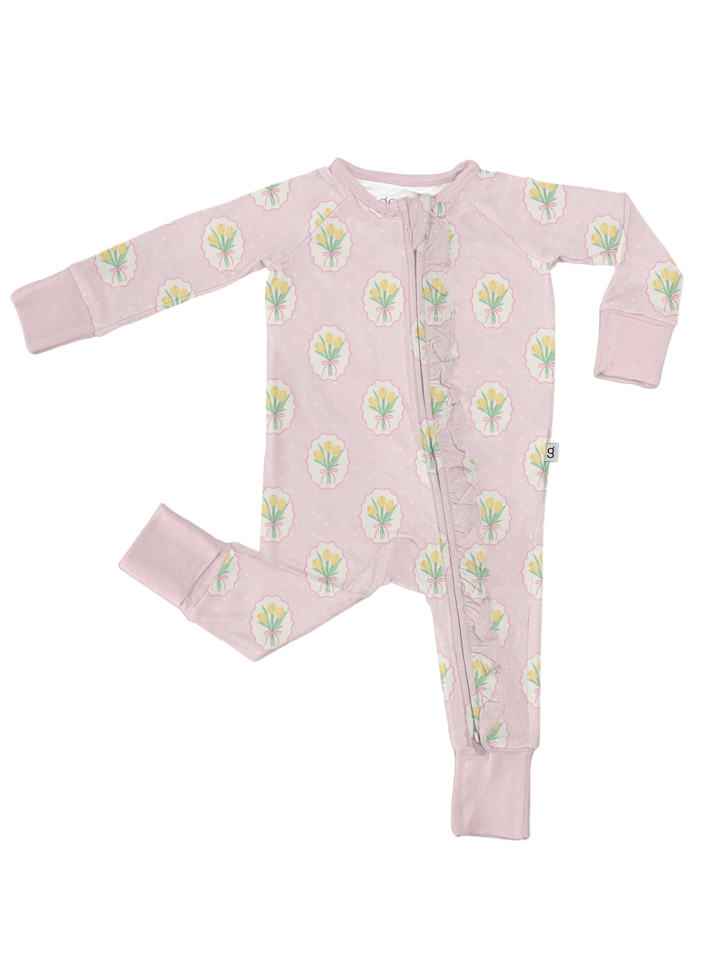Fancy Tulips (Cottage Pink) Convertible Zip with Ruffles