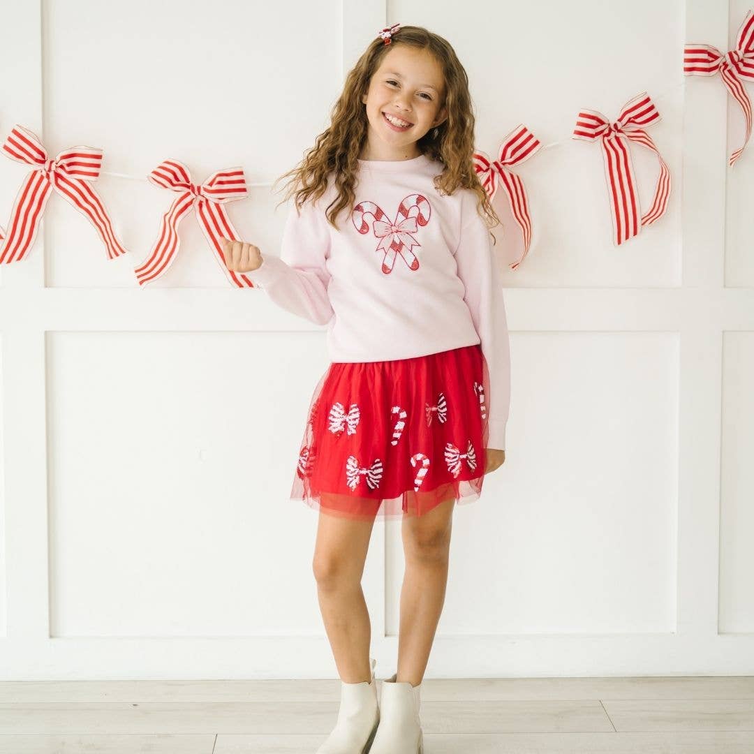 Candy Cane Patch Christmas Sweatshirt - Kids Clothing