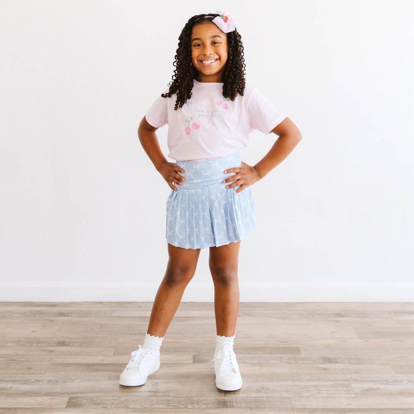 Powder Blue Bow Trellis Athletic Skort - Fourth of July
