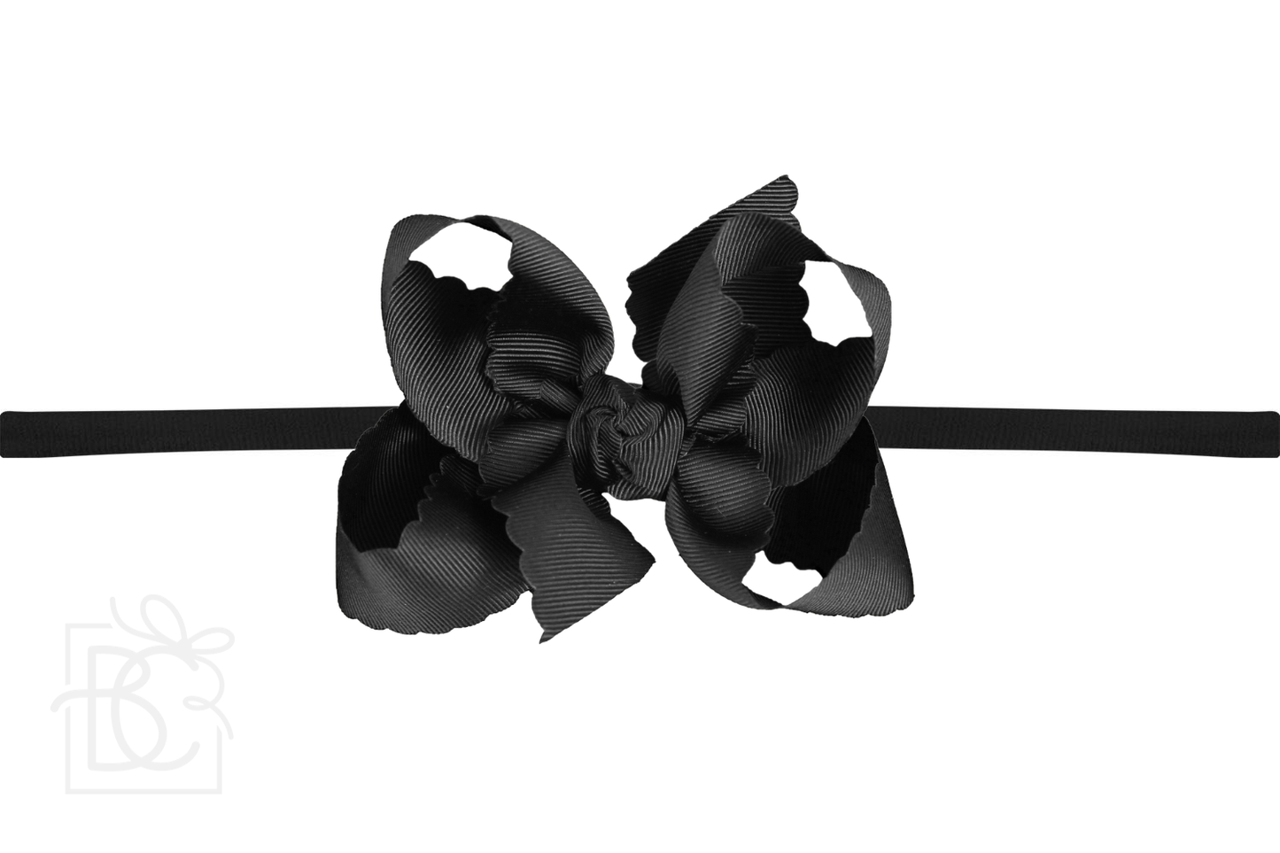 1/4" Nylon Pantyhose Headband w/ Scalloped Edge Bow