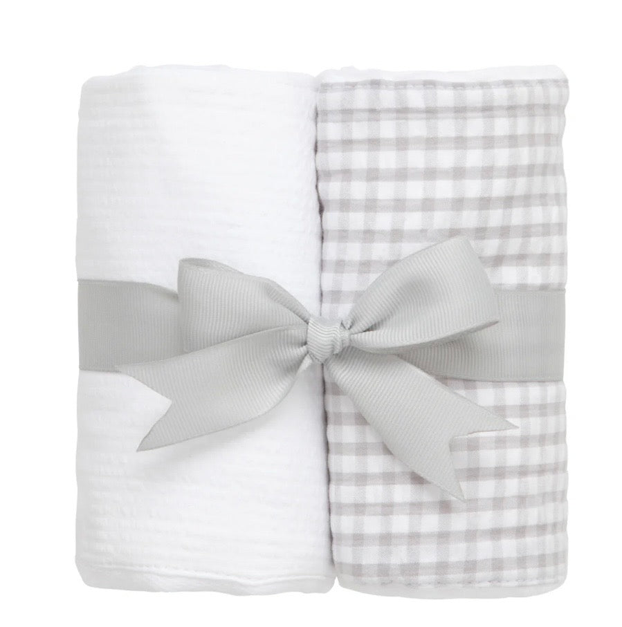 Set of Two Burps, Gray & White Seersucker