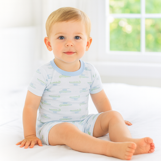 Alligator Pie Short Pajamas - Light Blue