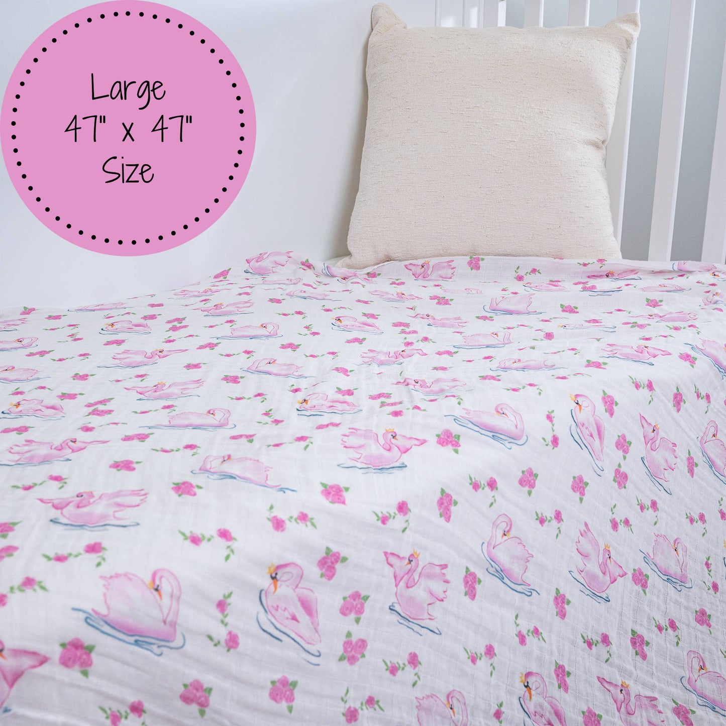 Baby Muslin Swaddle Blanket 47x47 Swan Soirée