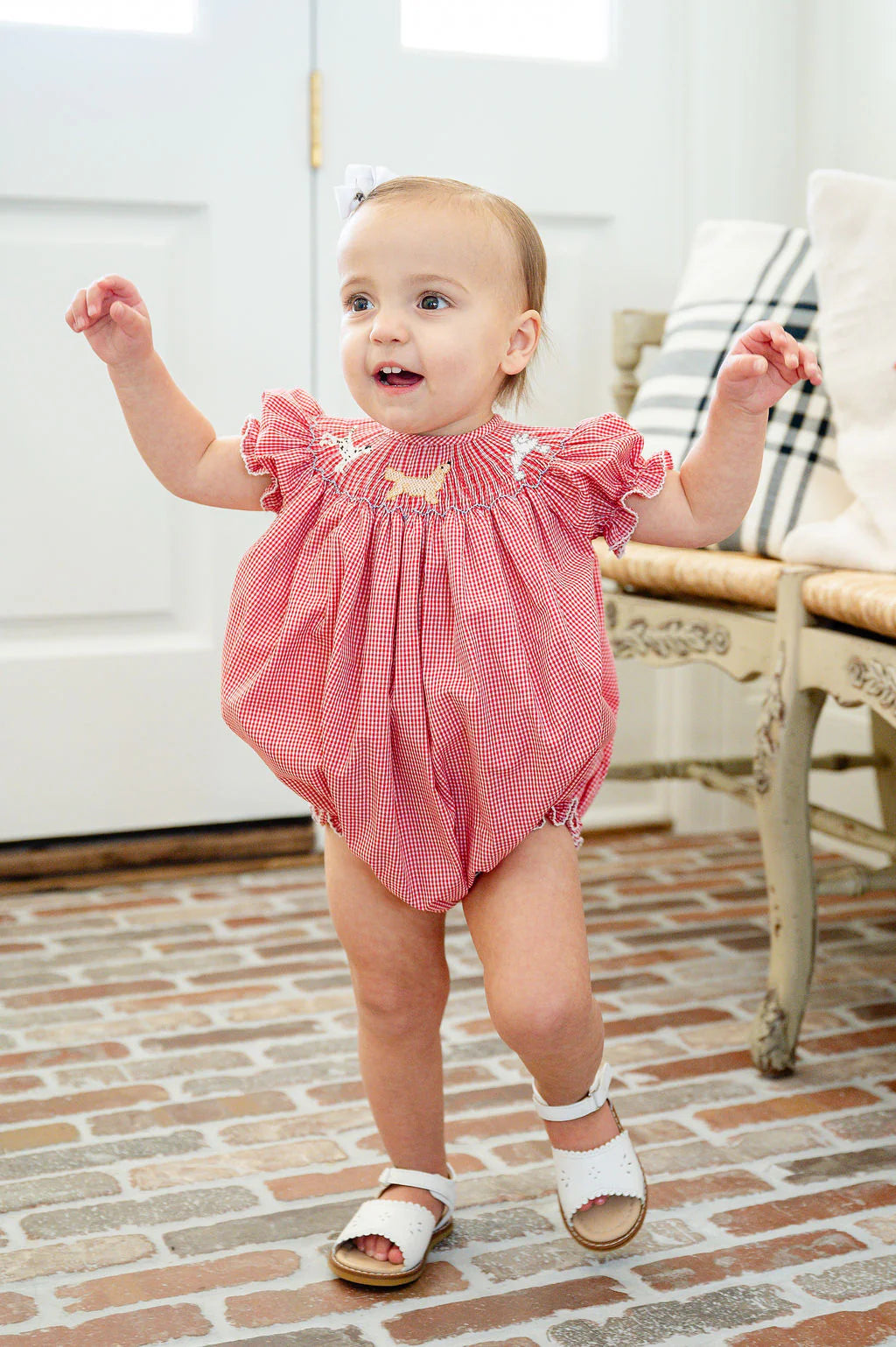 Puppy dog smocked Birdie bubble