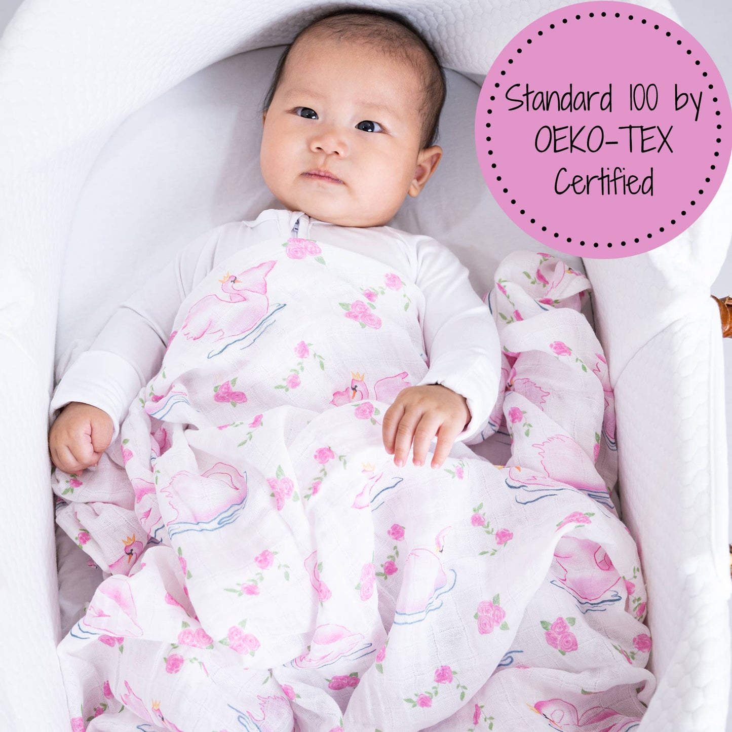Baby Muslin Swaddle Blanket 47x47 Swan Soirée