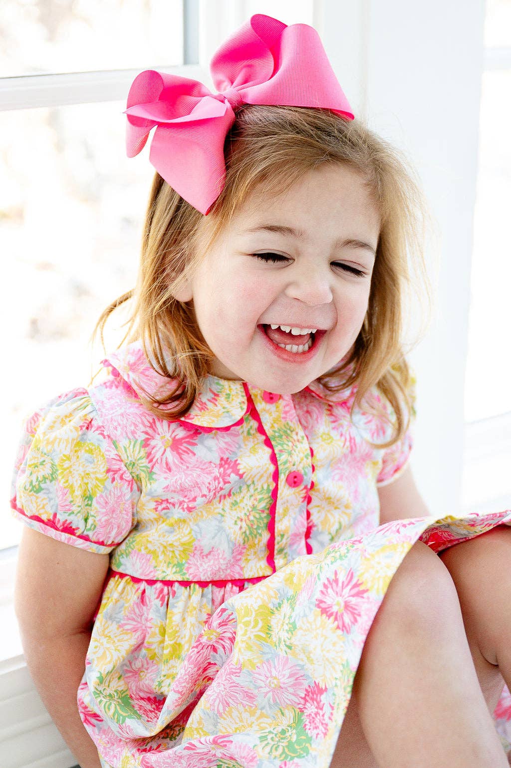 Colorful Floral Front Button Dress